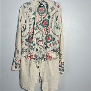 Biya Johnny Was Embroidered Open Cardigan  Size Small